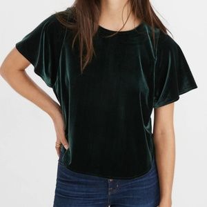 Madewell Velvet Butterfly Top in Emerald
